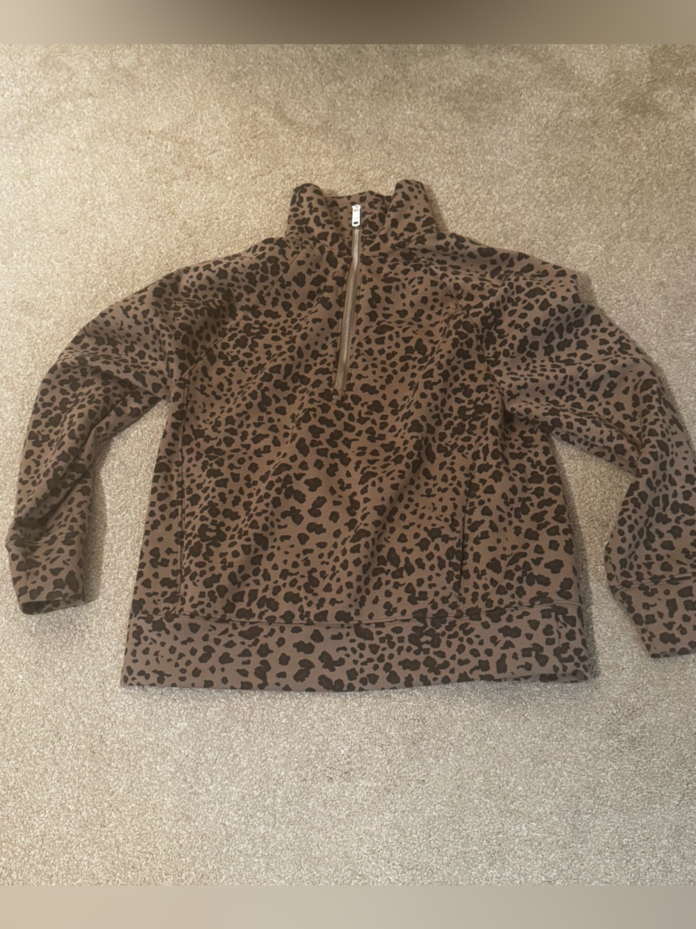 Leopard Print 3/4 Zip Jacket in Brown